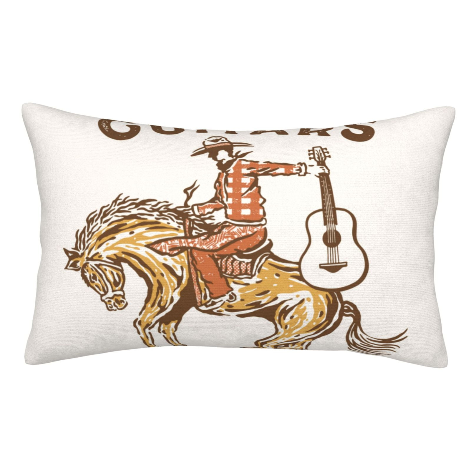 Fotbe Cowboy Rodeo Guitar Funda de Almohada Decorativa Estilo