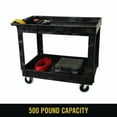 thumbnail image 4 of Heavy-Duty Flat-Handle Maintenance/Utility Cart, Plastic, 2 Shelves, 500 lb Capacity, 24" x 40" x 31 | Bundle of 2, 4 of 6
