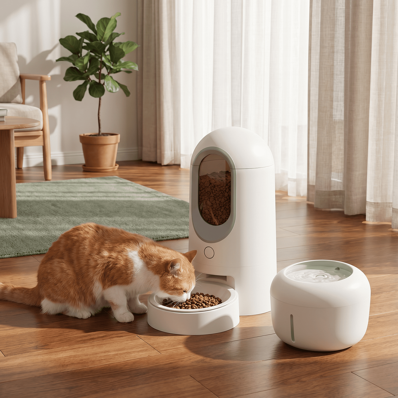 Automatic Pet Feeder for Cats and Dogs, Smart Programmed Meal Planner with Portion Control, Timed Dry Food Dispenser for Busy Pet Parents, Ultra-Compact Space-Saving Design, Alabaster White