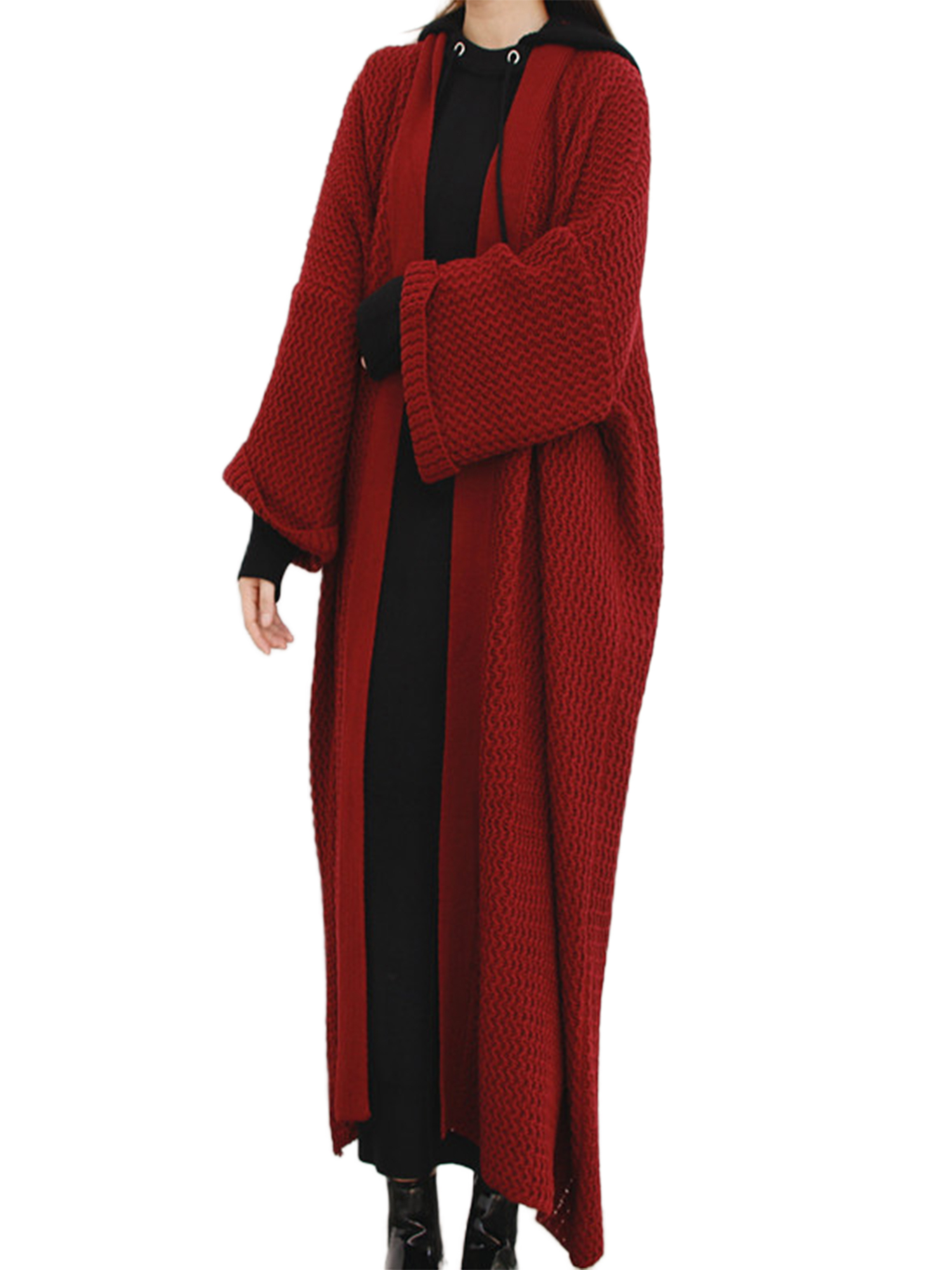 Glonme Women Outwear Long Sleeve Sweater Cardigan Solid Color Knitted