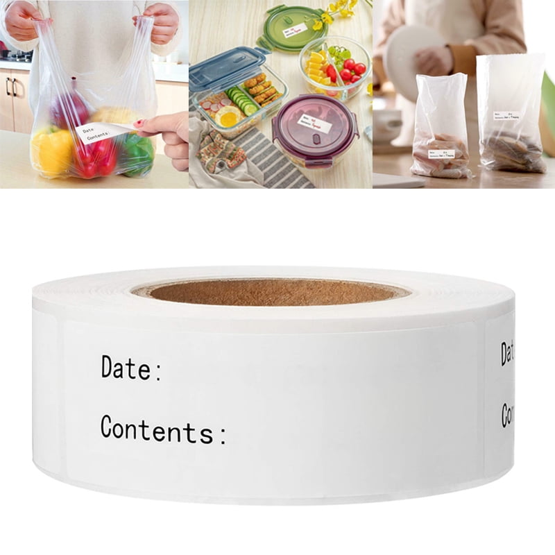 White Food Storage Labels Refrigerator Freezer Adhesive tag Date roll