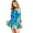 thumbnail image 2 of Flying Tomato Women's Off Shoulder Tropical Summer Romper (Blue, Small), 2 of 4