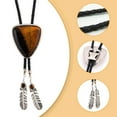 thumbnail image 3 of Aellinatey Western Cowboy Vintage Bolo Tie Leather Rope Triangular Stone Pendant Necktie, 3 of 21