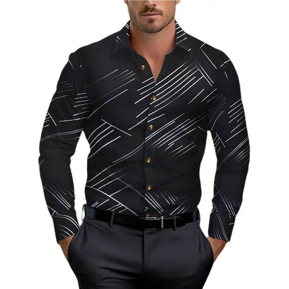 Camisa Casual Hombre Slim Fit Manga Larga De Vestir