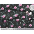 thumbnail image 2 of Soimoi Black Cotton Duck Fabric Flower & Leaves Watercolor Print Sewing Fabric Yard 42 Inch Wide, 2 of 3