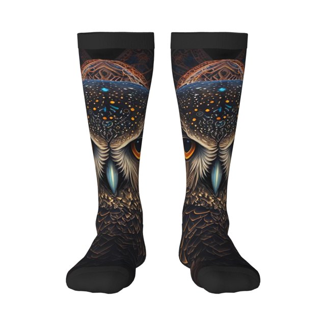 Fotbe Classical Style Brown Owl Calcetas Divertidas Estampadas para Hombre y Mujer, Calcetas de Algodón hasta la Rodilla para Caminar, Correr, Enfermería y Embarazo