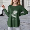 thumbnail image 2 of Girl Shirts Long Sleeve T Shirt Curve Hem Clothes for Girls Side Slit Breathable Lightweight Travel School Green 13-14 Years, 2 of 4