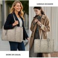 thumbnail image 3 of Structured Tote Bag for Women, Vegan Leather Satchel Handbag, Top Handle  Bag for Work with Pockets, 3 of 7
