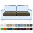 thumbnail image 1 of 2024 Texture Grid Slipcover Stretch Box Seat Cushion Cover (3 Pcs  Khaki), 1 of 5