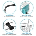 thumbnail image 2 of Grocery Shopping Cart, Foldable Heavy Duty Jumbo Utility Cart w/ 360° Rolling Swivel Wheels & Extra Basket, Lightweight Trolley Cart for Grocery Laundry Luggage (Sliver), 2 of 7