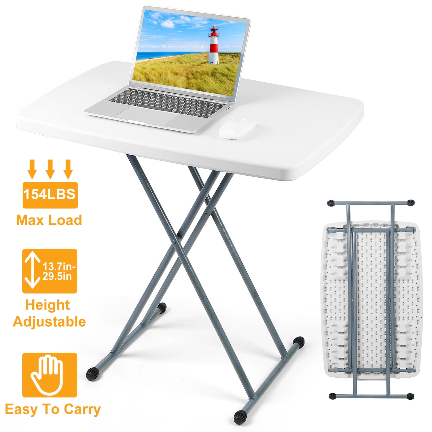 SOUNDANCE Adjustable Folding Table, Lightweight and Portable TV 
