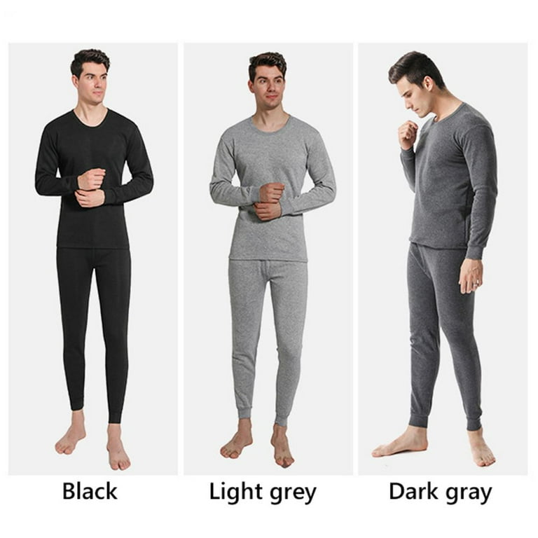 Cold Weather Ultra Soft Winter Fleece Lined Top & Bottom Set Thermal  Underwear for Men Men's Long Johns Set Men's Thermal Underwear Set DARK  GRAY XL 