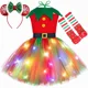 thumbnail image 3 of Disfraz de elfo navideño para niñas, vestido de princesa con tutú navideño con luz LED, ropa para fiesta de Navidad de Año Nuevo, regalo, 3 of 5