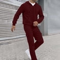 thumbnail image 2 of Blekii Men's Casual Sweatsuit, Solid Color Hoodie And Sweatpants Set, French Terry Jogger Outfit, Cozy Lounge Set for Home, Matching Gym Wear for Men, Relaxed Fit Two-Piece for Everyday, Wine M, 2 of 6