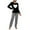 Black, variant on Women's Pajama Set, Long-Sleeve Printed Top & Long Pants 2-Piece Loungewear, Soft Breathable Home Sleepwear for Daily Relaxing