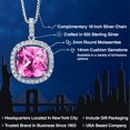thumbnail image 2 of Gem Stone King 925 Sterling Silver Cushion Pink Created Sapphire and White Moissanite Pendant Necklace for Women (15.75 Cttw, with 18 inch Chain), 2 of 6
