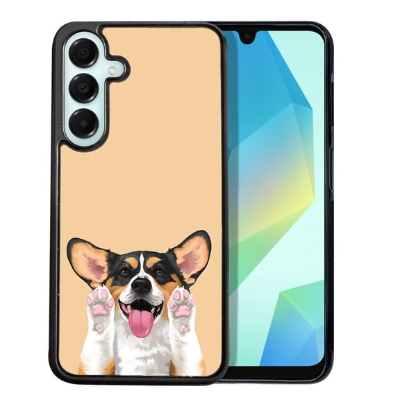 WIRESTER Shockproof Soft Rubber Cover Case for Samsung Galaxy A16 5G 6.7", Black Tan Pembroke Welsh Corgi Dog On Sunset Background