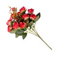 thumbnail image 5 of 5-branch Artificial Rose Flower Bouquet Simulation Rose Home Office artificial silk rose Fake Floral Decor, Red, 5 of 5