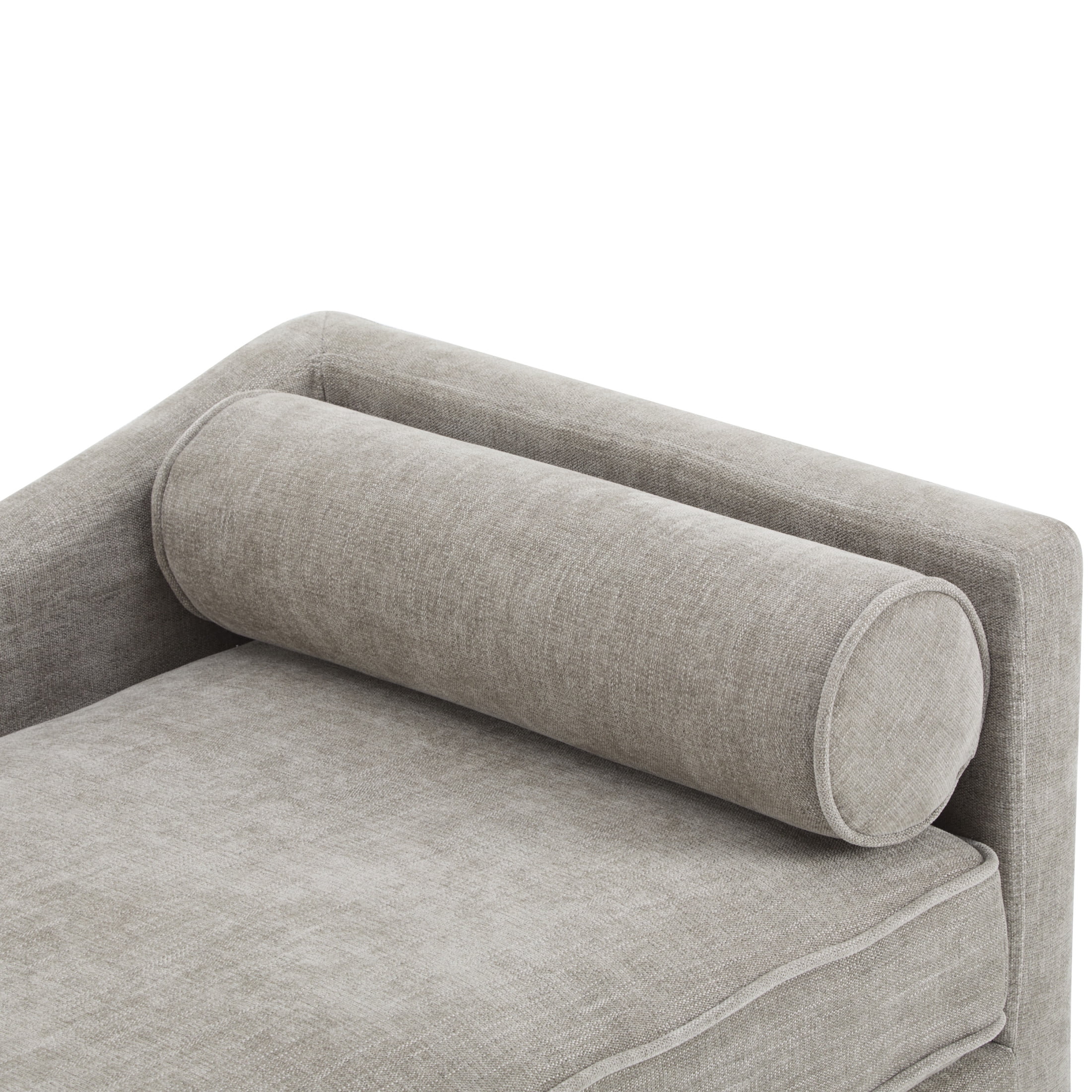 Christopher Knight Home Upholstered Chaise Lounge with Rolled Pillow, Sloped Backrest Accent Sofa Chair, Khaki