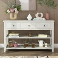 thumbnail image 3 of Gzxs Modern Console Table with 3 Storage Drawers, Wood Entryway Sofa Table Open Shelf for Hallway Living Room (White), 3 of 9