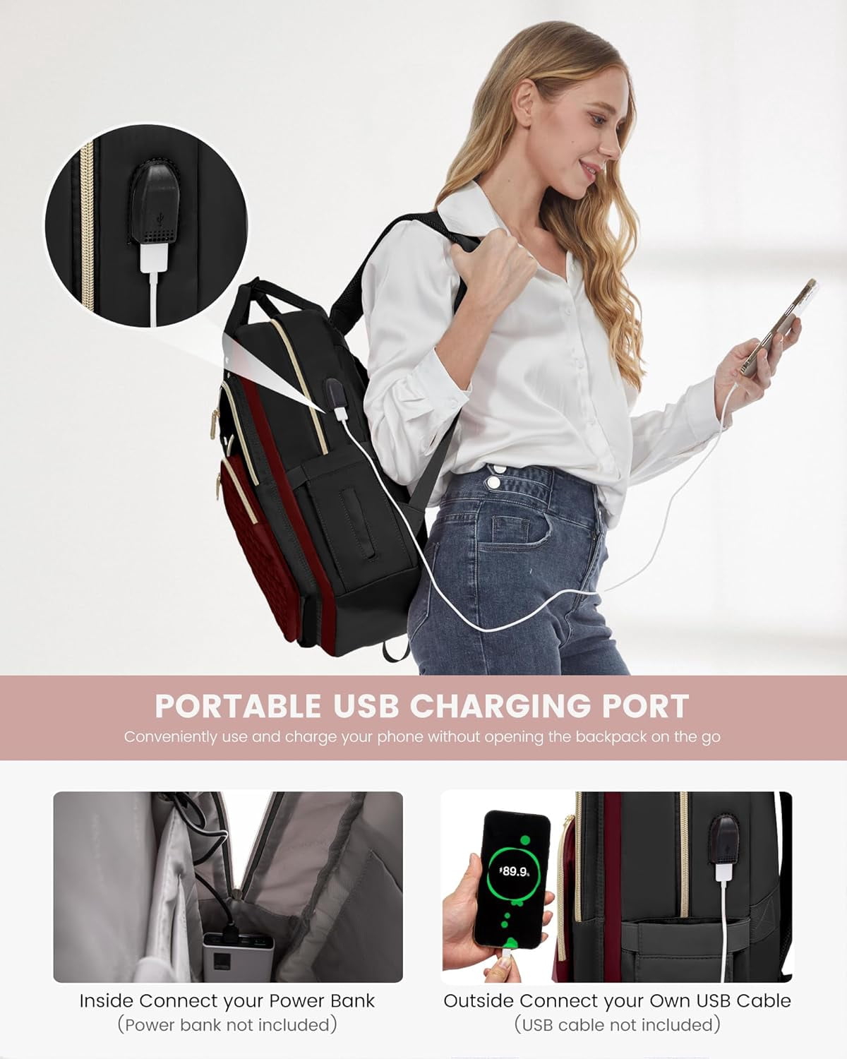 Lovevook Laptop Backpack Purses for Women,Nurse Teacher College Work Study Commuter Bag with 15.6 inch Laptop Compartment,Lightweight Travel Casual Daypacks With USB Port