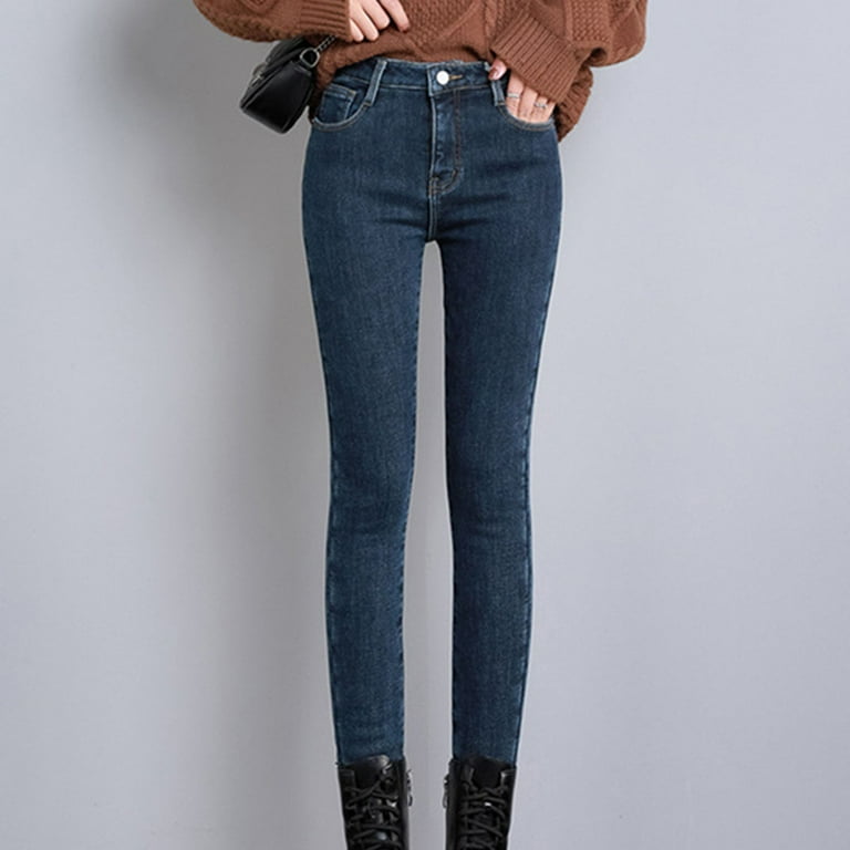 Pxiakgy Jeans for Women High Waisted Pull On Fleece Lined Leggings