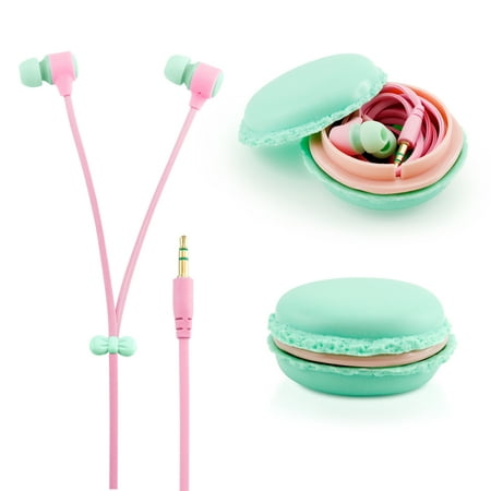 Stereo 3.5mm In Ear Earphones Earbuds Headset with Macaron Case For iPhone Samsung MP3 iPod PC Music