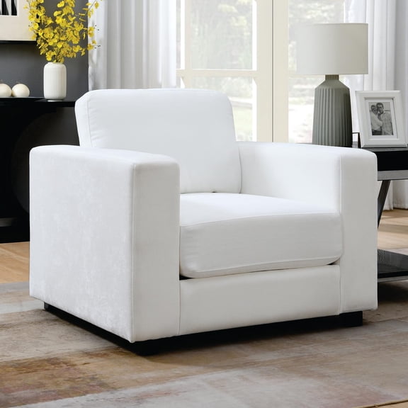 QianYueLUX 39" Oversized Accent Chair, Chenille Fabric Upholstered Armchair Comfy with 350lb Weight Capacity & 7-inch Thick Seat – The Perfect Reading Chair for Living Room, Bedroom, Office(White)