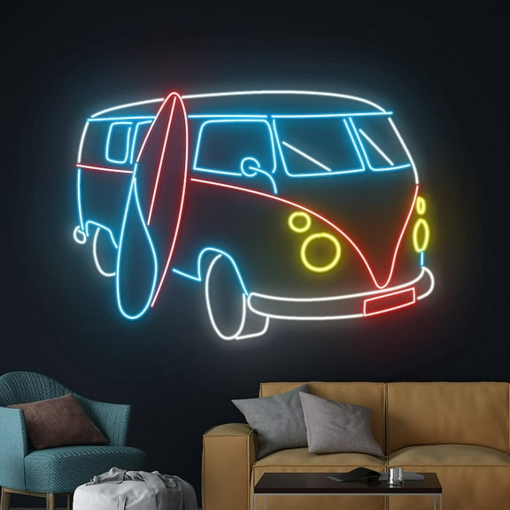 Handmadetneonsign Camping Van Neon Sign, Camper Led Sign, Van Led Light, Tropical Island Neon Light