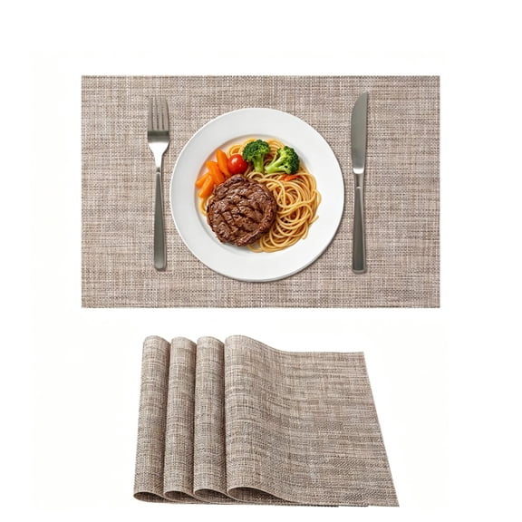 Placemats Set of 4, Heat Resistant Non-Slip Place Mats Washable PVC Vinyl Dining Table Mats for Kitchen Table, Indoor/Outdoor Place Mats, 12"x18"