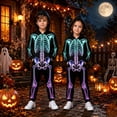 thumbnail image 2 of lnmuld Split‑Tone X‑Ray Skeleton Print Hooded Jumpsuit for Boys and Girls Full Zip Halloween Cosplay Costume with Side Pockets Size:9-10 Years, 2 of 5