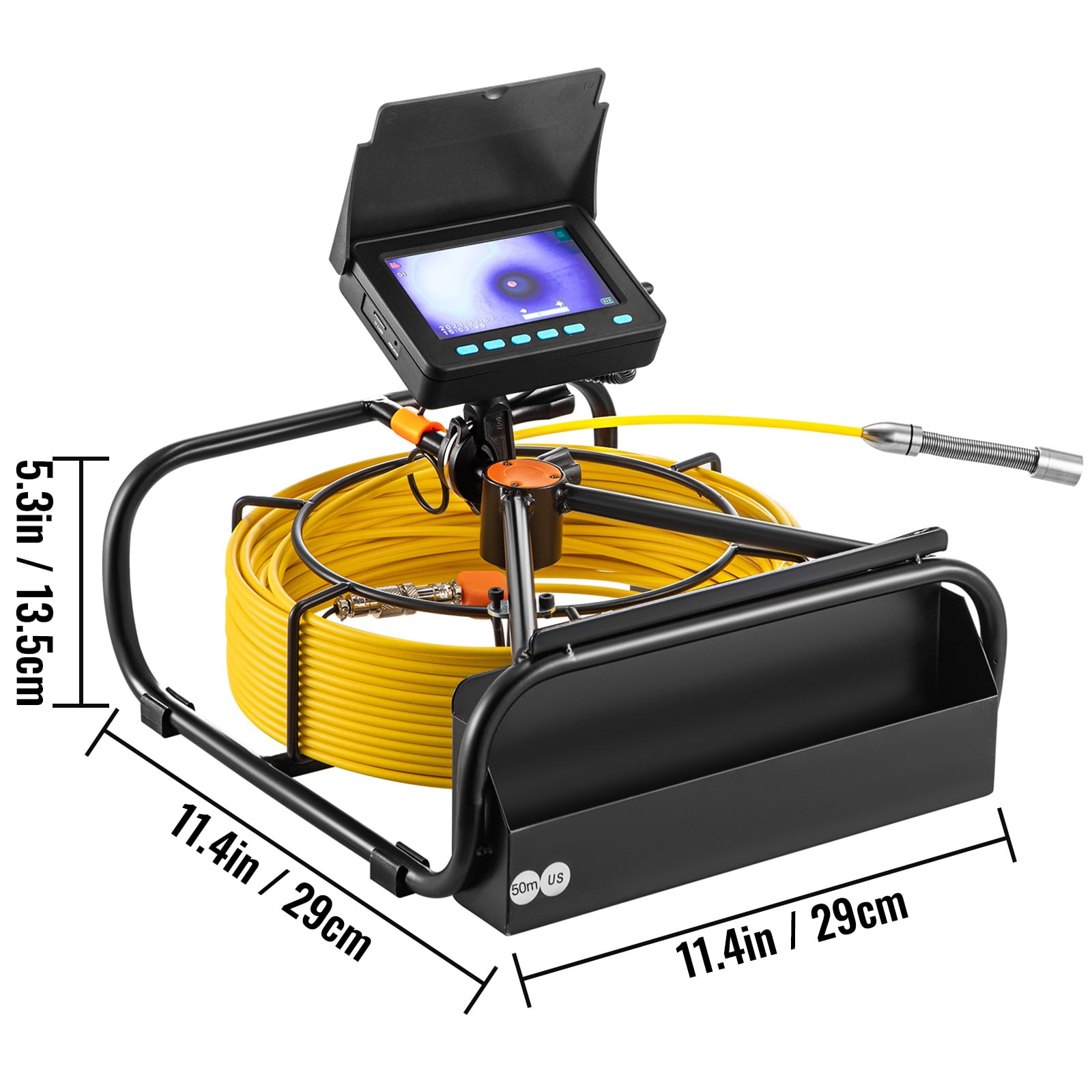 KFFKFF Sewer Inspection Camera, 164FT Cable with 4.3" Screen, Pipeline Camera with Recording Function, Waterproof IP68 Borescope with LED Illumination, Industrial Endoscope for Home Drain, Wall