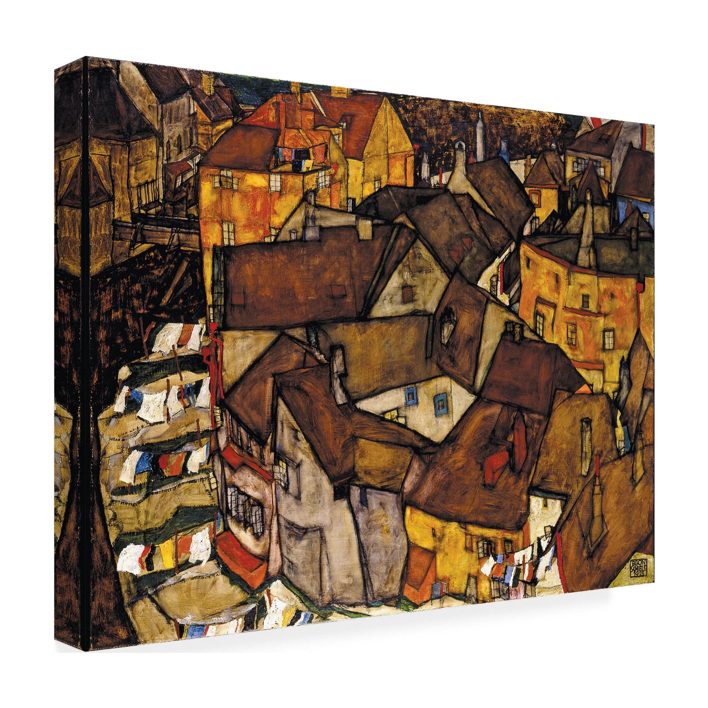 Egon Schiele 'Crescent Of Houses' Canvas Art