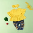 thumbnail image 2 of Bwdbhd Girl Outfit Baby Girl Clothes Outfits Ruffle Short Sleeve and Short Pant Sets Bodysuits 3PCS A,12-18 Months, 2 of 5