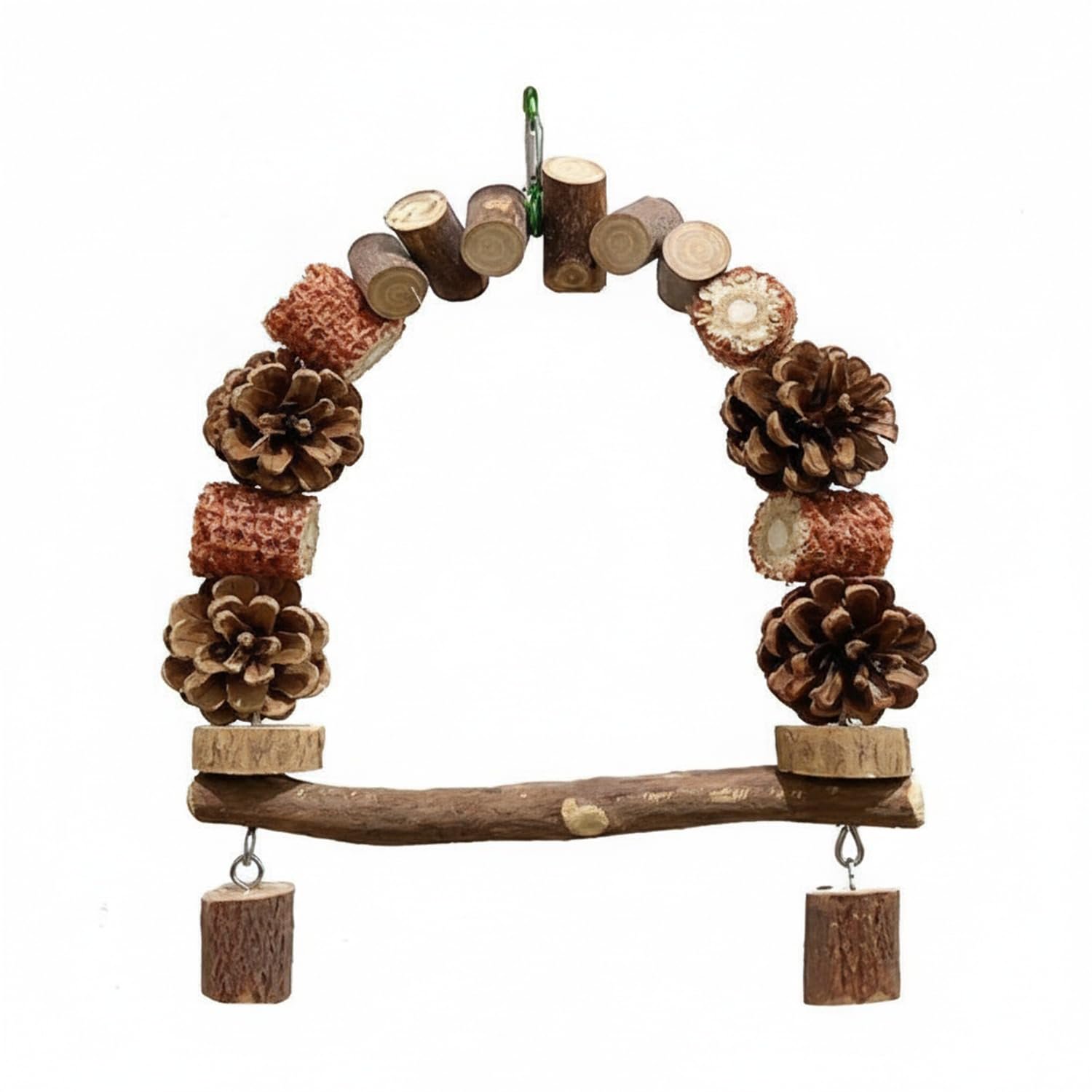Small Bird Swing Pinecone And Rattan Hanging Perch For Pet Birds