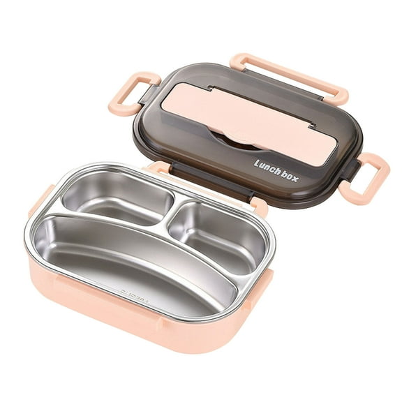 Thermal Insulated Lunch Box Bento Container 2-Layer 1-Piece - Portable Outdoor Office(Pink)