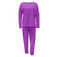 thumbnail image 5 of Oplxuo 2 Piece Outfits for Women Long Sleeve Loose Crewneck Blouse Matching Harem Pants Travel Lounge Sets with Pockets, 5 of 6