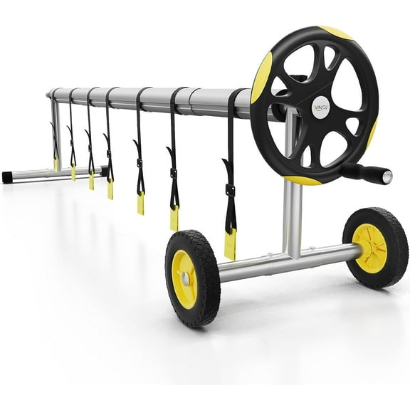 UBesGoo 14 Feet Pool Cover Reel Set Pool Solar Cover Reel for Inground Swimming Pool