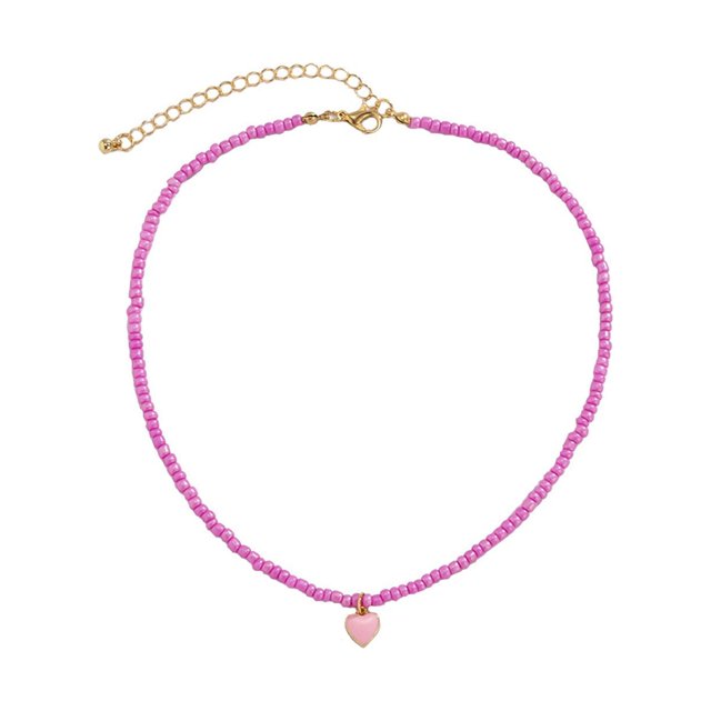 SIfdSeng Cœur Pêche Simple Perles de Riz Collier Fait Main Collier Géométrique Pliant Collier Perlé pour Femmes pour Usage Quotidien