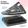 thumbnail image 4 of Heavy Duty Shockproof Case For iPad Air 11 2026 / 2025 / 2024,Anti Drop Silicone+PC Layer Protective Case Handle Stand ,Shoulder Strap，Cartoon Pattern Three-layer Protective Tablet Cover,Black, 4 of 10