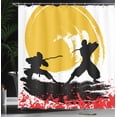 thumbnail image 4 of Ambesonne Japanese Shower Curtain, Watercolor Style Ninja, 69"Wx84"L, Vermilion Mustard, 4 of 5