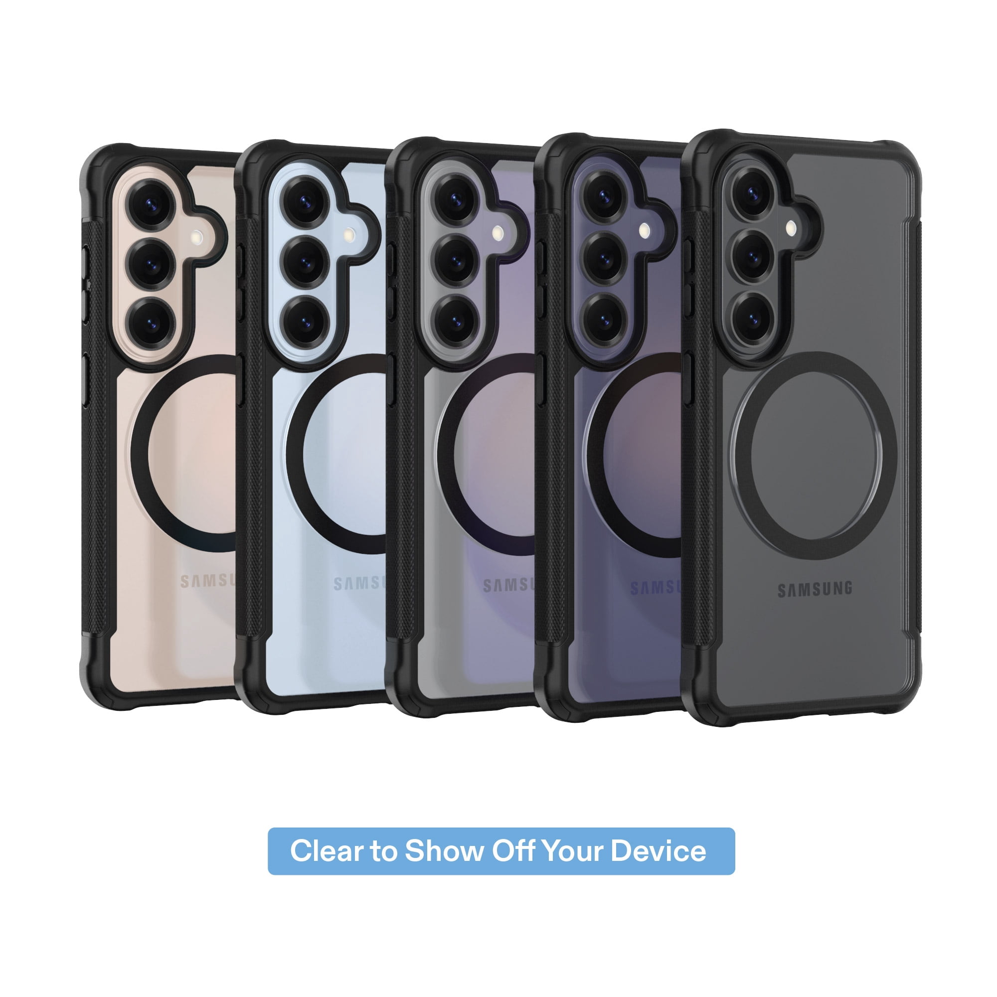 onn Magnetic Compatible Dual-Layer Phone Case for Samsung Galaxy S26 - Black/Clear