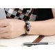 thumbnail image 4 of Pulsera con dijes, cuero de acero inoxidable, brazalete trenzado con cruz de lirios, para hombres y mujeres, negro y plateado, 4 of 5