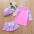 thumbnail image 3 of Toddler Baby Girl Long Sleeve Swimsuits UPF 50+ Two Piece Rash Guard Set with Hat, 3 of 8