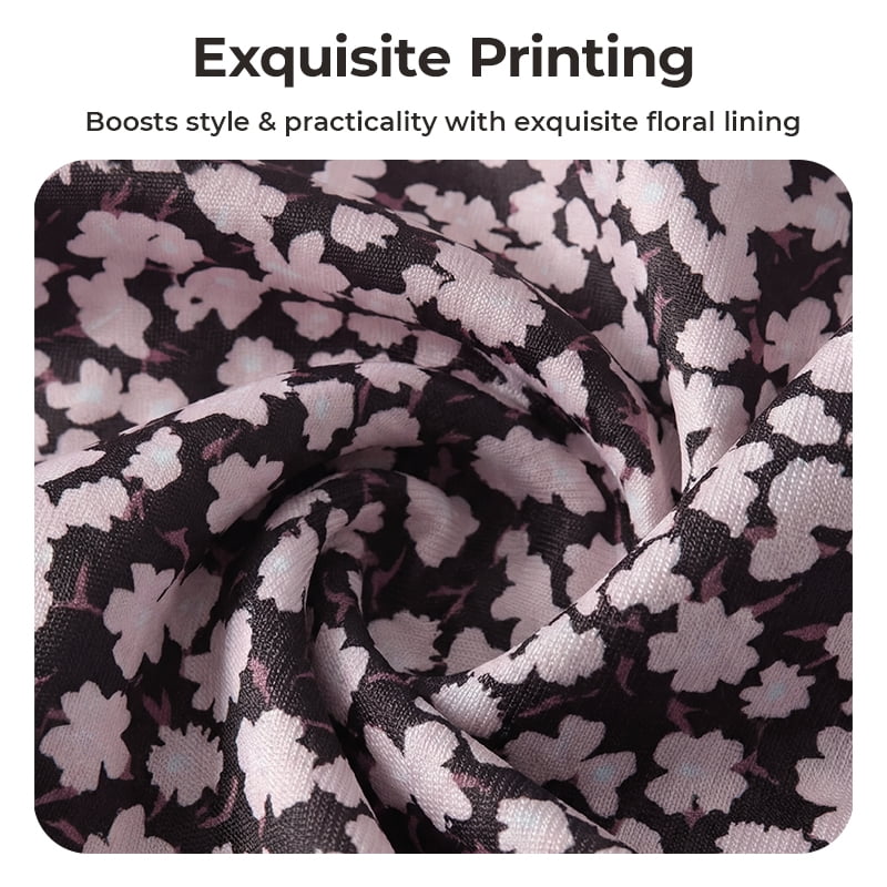 BAGSMART Tote Bag for Women, Lightweight Shoulder Bag with Compartments Puffy Handbag for Travel, Work, Beach, Gym, Shop, Black Floral Interior