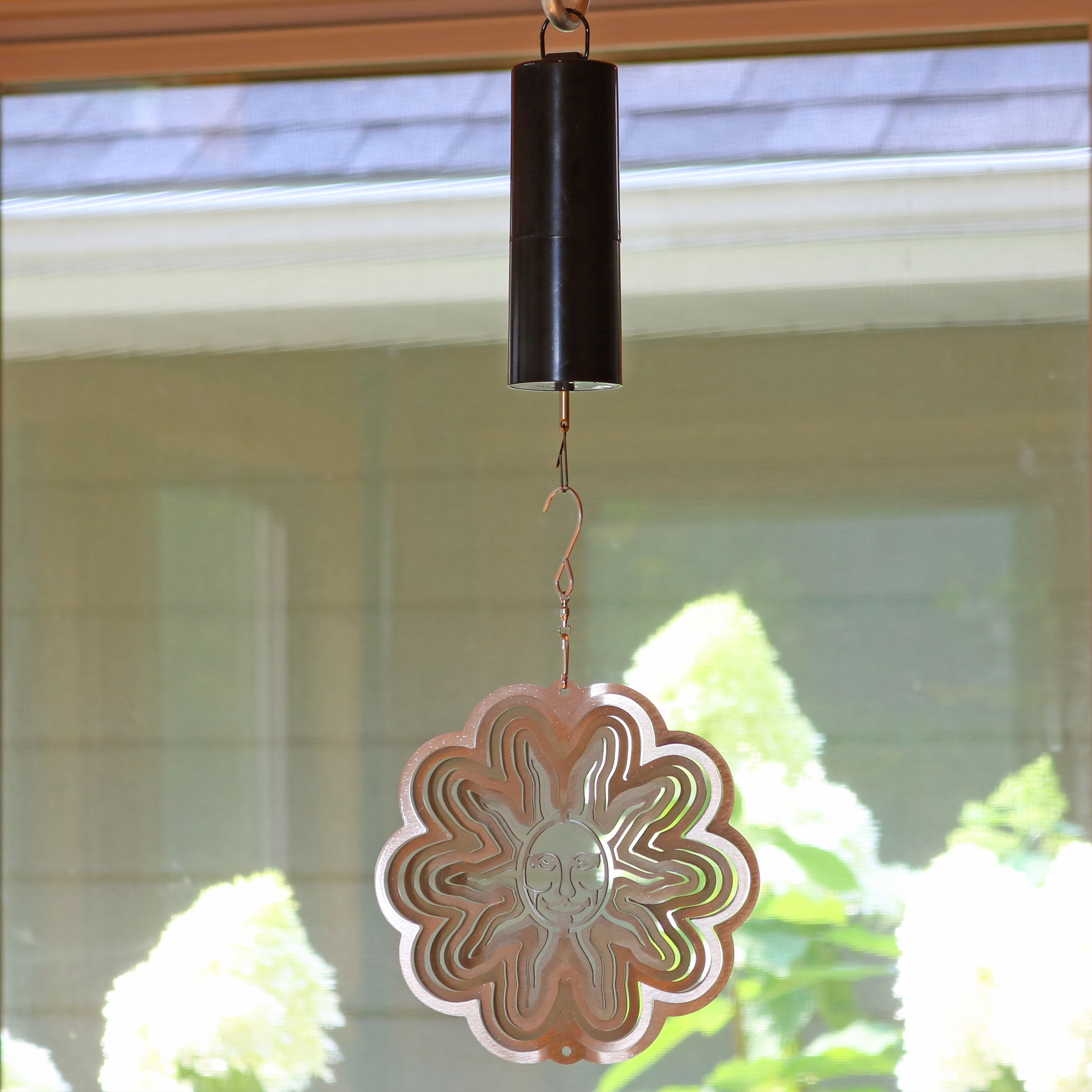Sunnydaze Silver Sun Wind Spinner with Battery Operated Motor 6inch