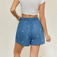 thumbnail image 5 of LWavelet Women Denim Shorts Elastic Waist Bow Embroidery Casual Summer Blue S, 5 of 7