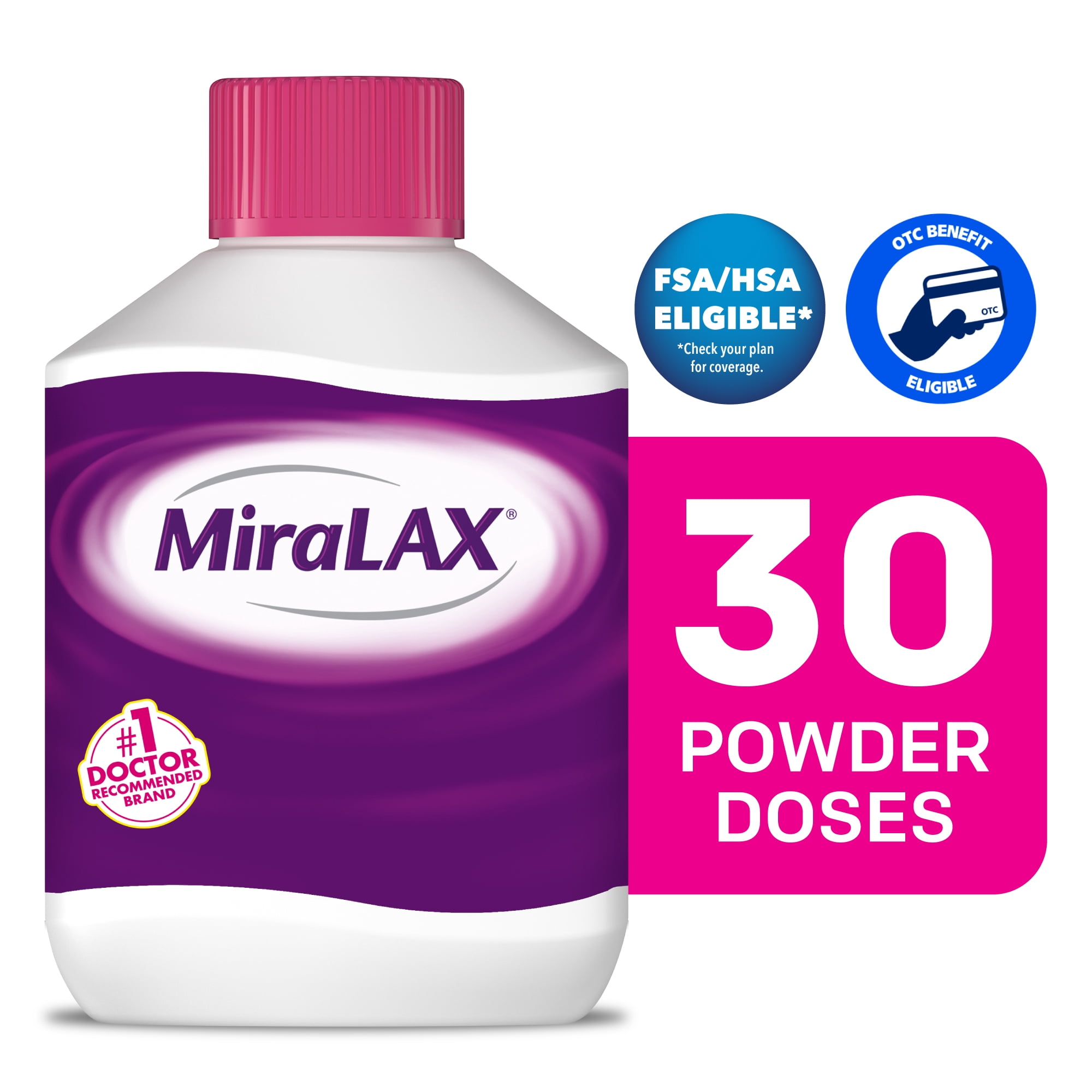 MiraLAX Laxative Powder for Gentle Constipation Relief, 30 Doses