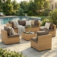thumbnail image 4 of ELPOSUN Patio Furniture Set, 7-Piece Patio Furniture Set with Coffee Table & Waterproof Covers, All-Weather Wicker Outdoor Sectional for Backyard Balcony, Gray, 4 of 10