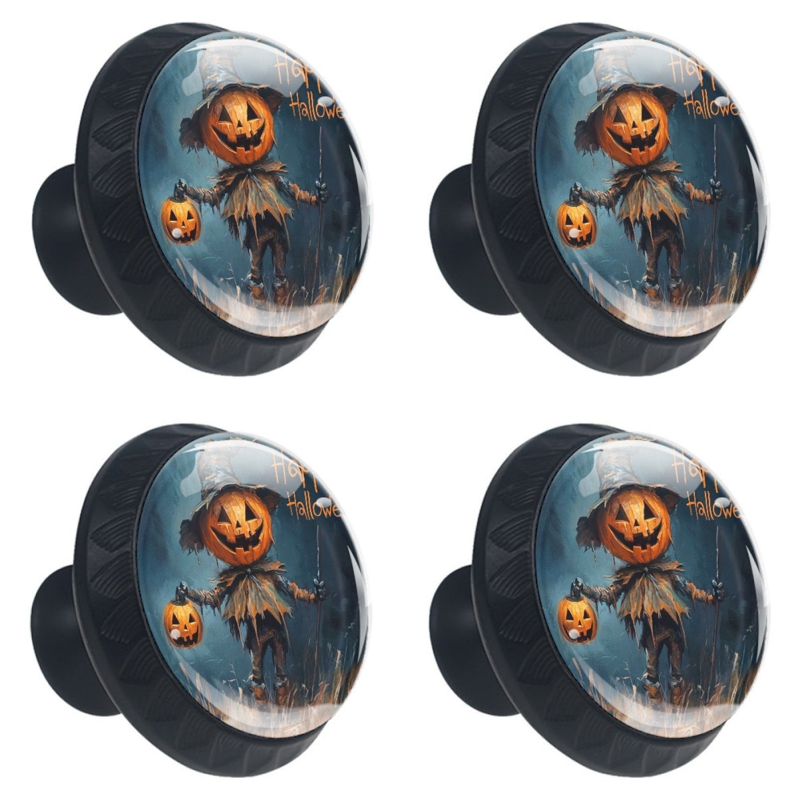 4 Pcs Happy Halloween Knobs for Kitchen Cabinet Cupboard Dresser Bookcase Drawer Pulls Handles Round Home Decor